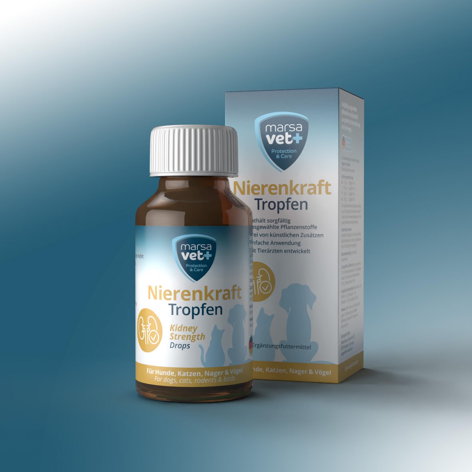 Marsavet Gocce di forza renale - Integratore alimentare con succo di ortica per promuovere la salute dei reni. Sostegno naturale della funzione renale e urinaria per cani, gatti, roditori e uccelli.