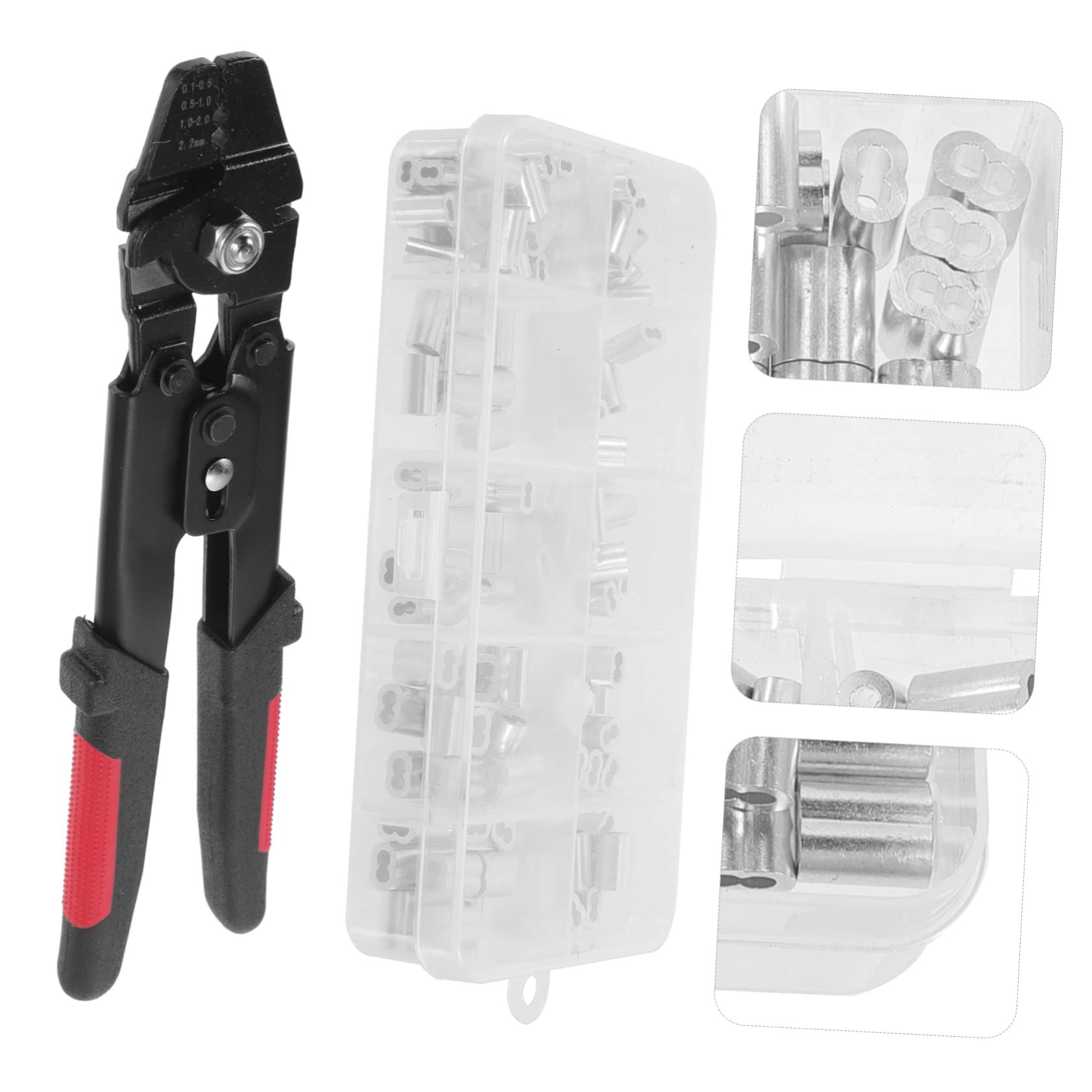OUNONA 1ensemble Pince à Sertir Inoxydable Pour Câbles Et Cordes Outil De Sertissage Avec Anneaux Double Pour Projets Électriques Et Activités Extérieures Inclus De Manchons