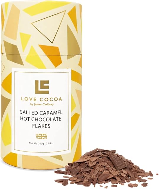 Love Cocoa - Salted Caramel Hot Chocolate Flakes, Smooth and Creamy Luxury Hot Chocolate, Single-Origin Chocolate Flakes, Vegetarian-Friendly, 36% Cocoa Solids, Gift for All Occasions, 200 Grams