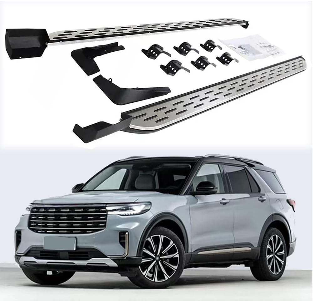 2pcs Running Board fit for Ford Explorer 2020-2025 2026 Side Step Nerf Bar Pedal Aluminium Anti-Slip Surface (with Brackets)