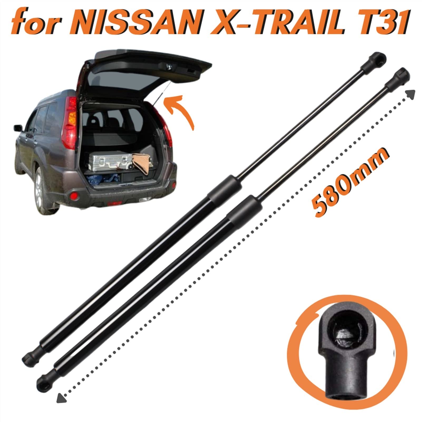 Tronco Resorte Gas Automóvil Cant (2) Puntales Maletero Para Nissan Para X-Trail T31 2007-2014 Muelles Gas Para Maletero Trasero Soportes Elevación Choque Kit Barra Brazo Varilla Puntal Gas Hidráulico