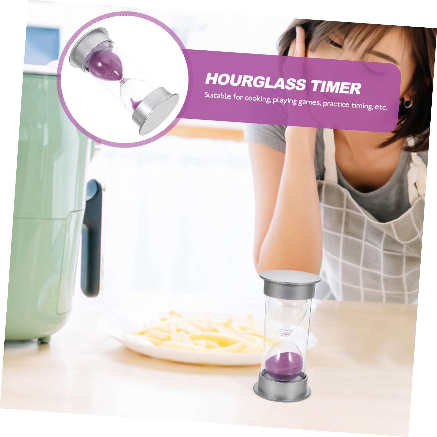 2 Piezas 20 Reloj De Arena Decorativo con Temporizador De Arena para Niños Juegos De Cocina Hogar Oficina Temporizador Visual Plateado