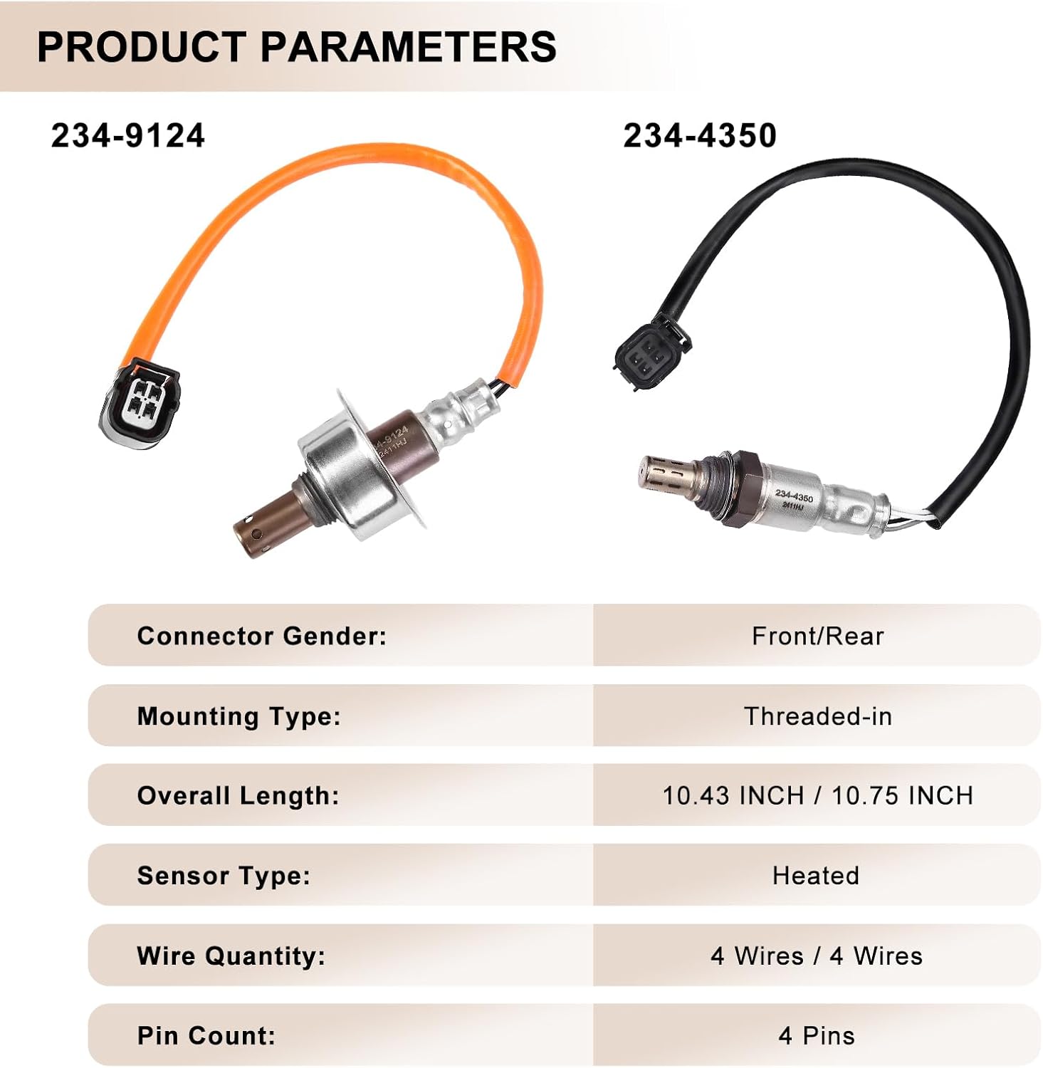 Oxygen Sensor Upstream Downstream O2 Sensor Fits for Honda Civic 1.8L L4 2007-2011 - O2 Sensors Replace 234-9124 234-4350 Set of 2