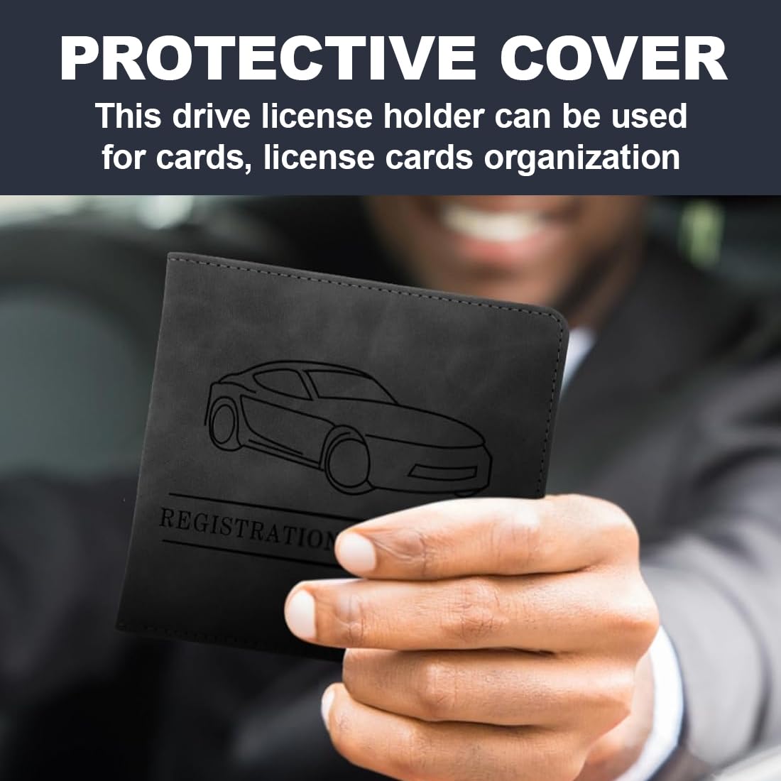 Porta Documentos para Coche – 1 unidad, Funda Compacta de cuero sintético para Registro del Vehículo, Ideal como Porta Documentos de Coche (Negro)