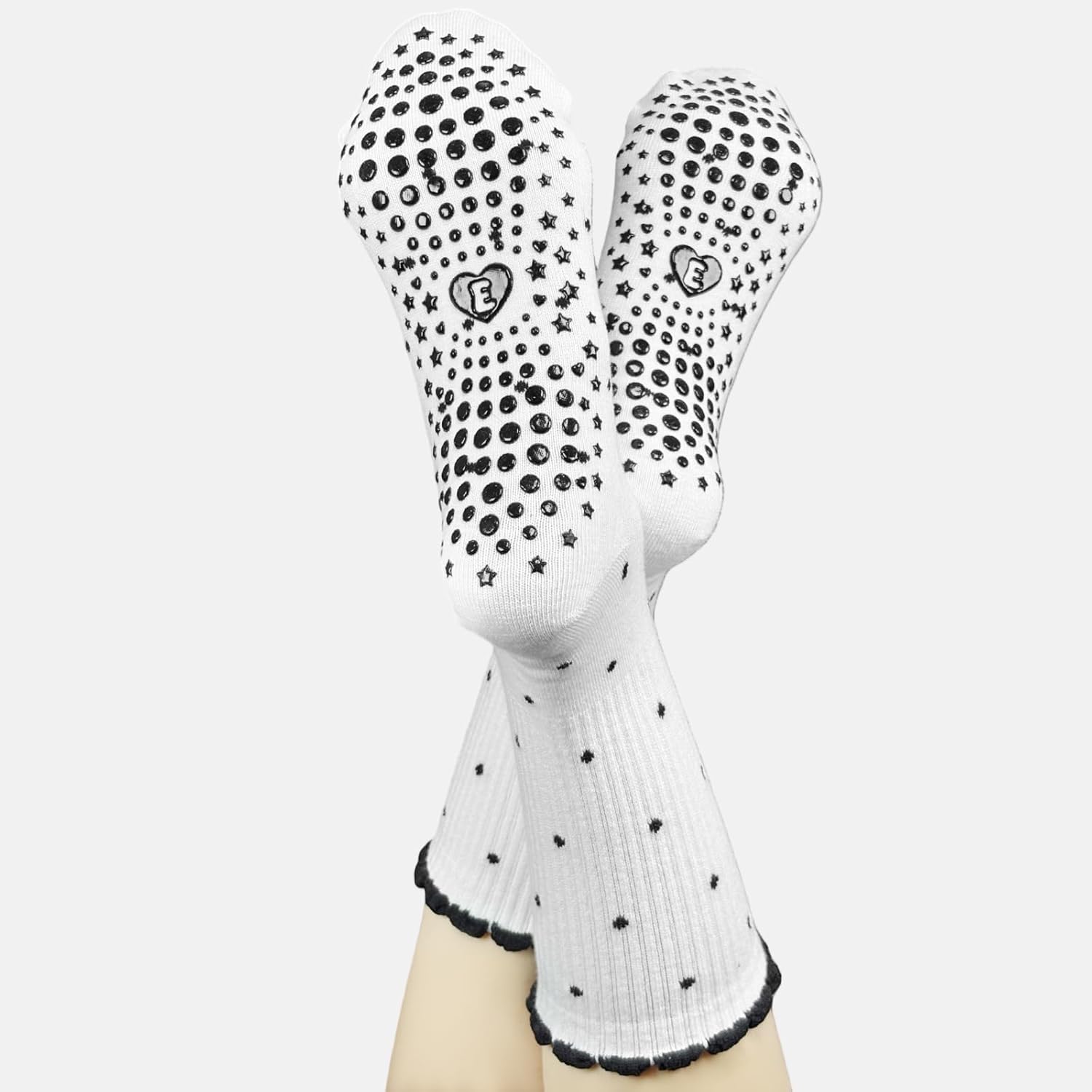 Pilates Crew Socks for Women Ruffle Grip Yoga Barre Cute Non Slip Sticky Workout Dance Sock - Image 2