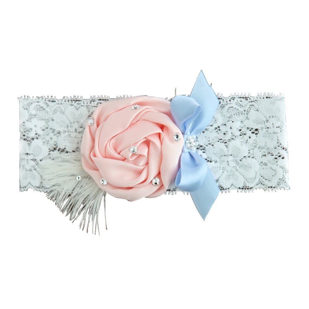 Wedding Accessories White Lace Garter, Pink & Blue-image-0