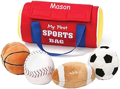 Set de juego para bebé, juego de bolsa de gimnasio de pelota deportiva, juego de sonajero suave de felpa con nombre personalizado