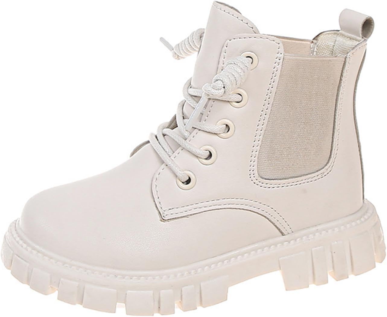 Girls Ankle Boots Stretching Tape Lace-up Combat Shoes Fashion Patchwork Short Boots Fall Winter Booties