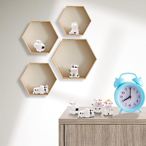 Miniatura 3 de BENBO 10 figuras de animales de vaca, mini adornos de vaca, figuras en miniatura de vacas, figuras en miniatura de resina, jardín de hadas, musgo,