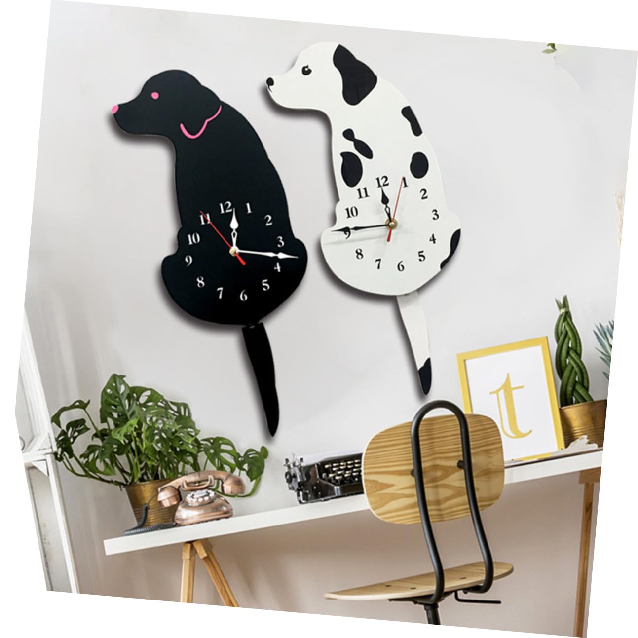 Reloj Material Ecológico y Duradero Acrílico de Pared Creativo Diseño de Perro Moteado Silencioso y Preciso, Adecuado para Cocina o Habitación Infantil