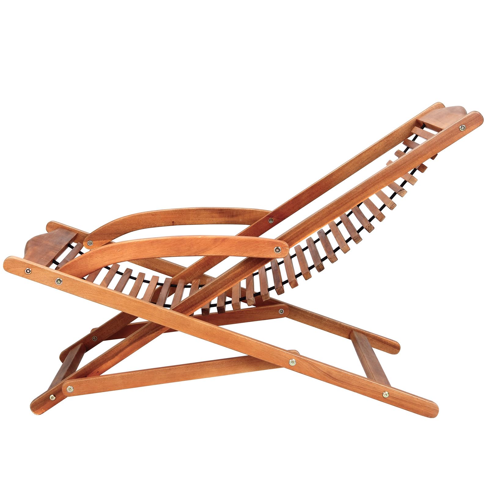CASARIA Tumbona Plegable Exterior Madera Función Balanceo con Cojín | 166x70Cm, Carga 160Kg, incl. Reposapiés Extraíble, Reposabrazos Redondeados, Piscina, Terraza, Playa