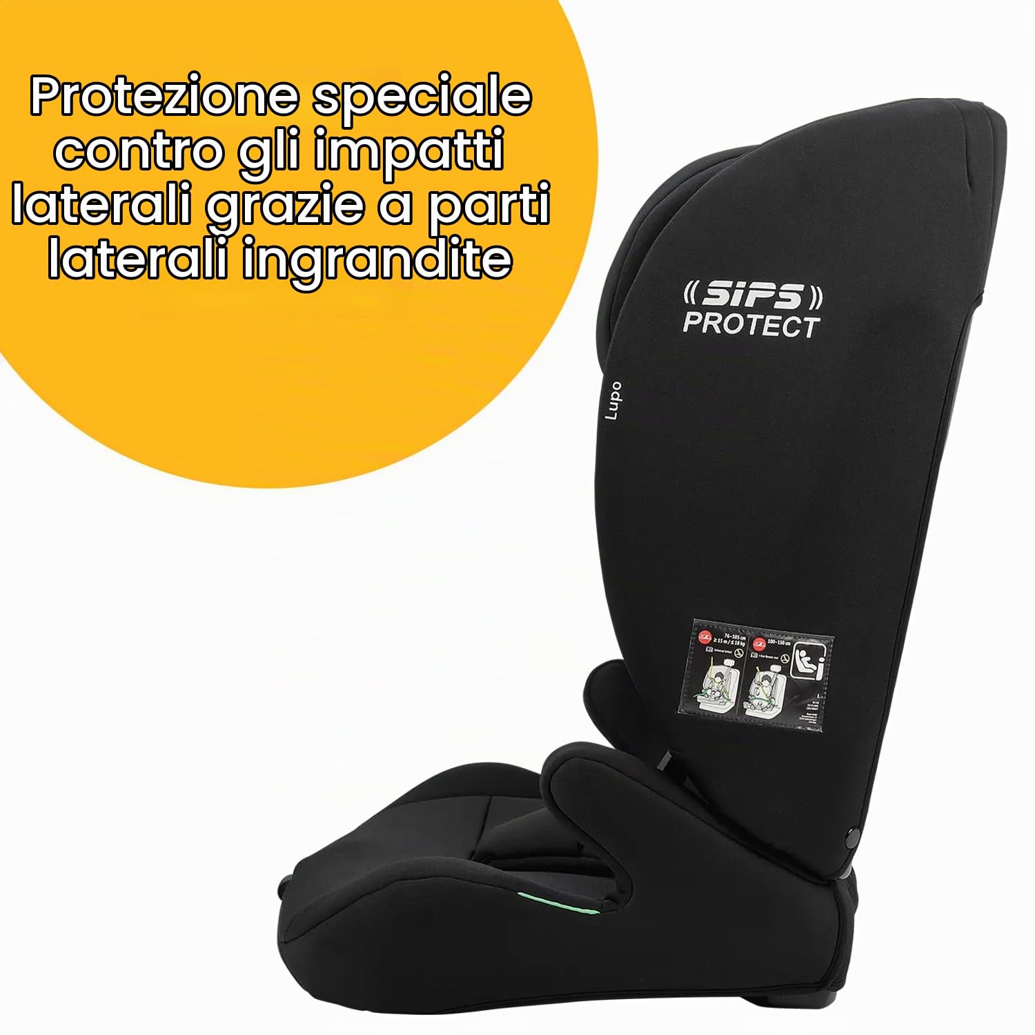 OSANN - Seggiolino Auto Lupo I-Size 76-150 cm - da 15 mesi - nero - 14 posizioni - Cinture a 5 punti, cintura a 3 punti, rivolto in avanti