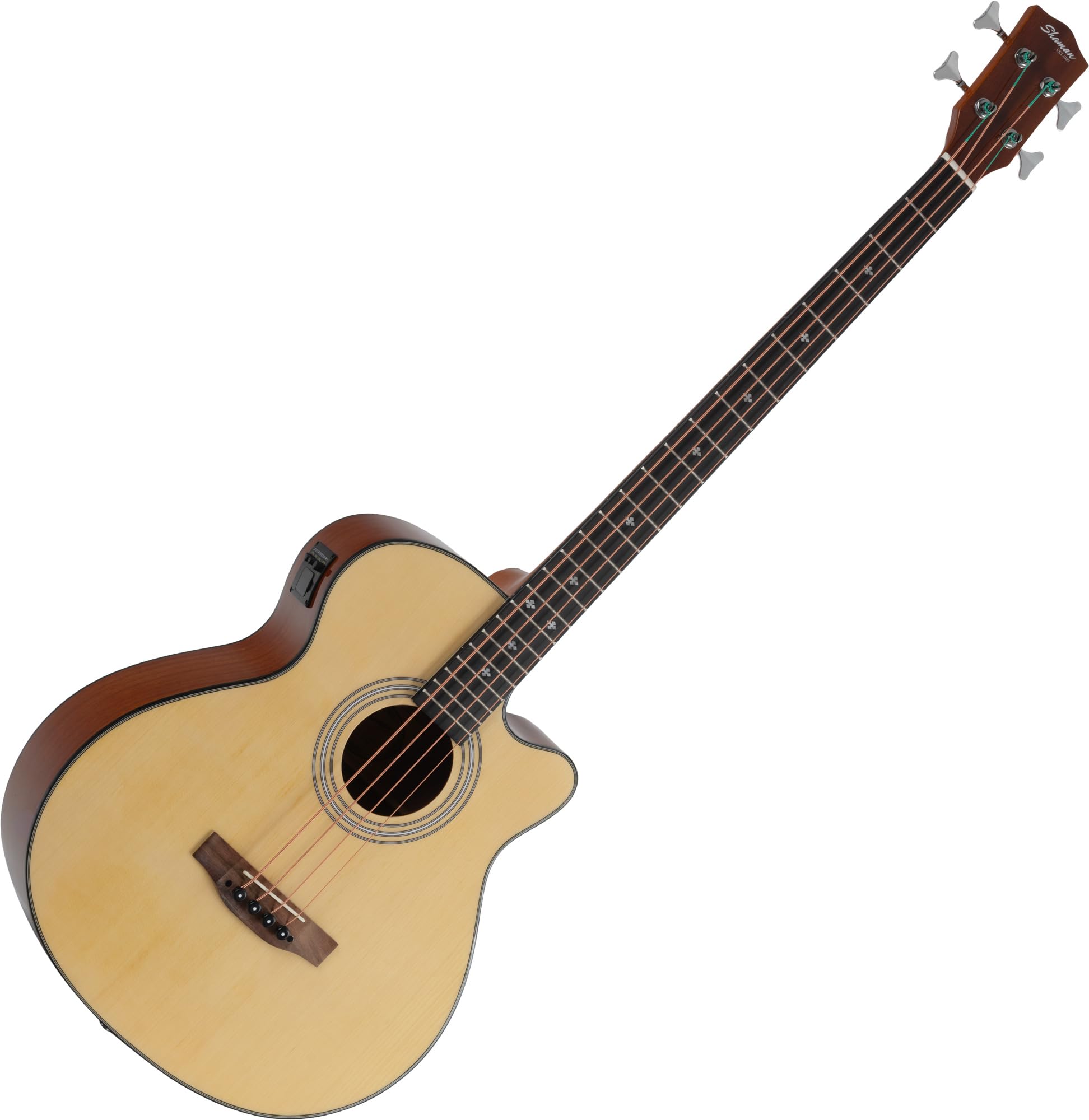 Shaman AB4-50CE Akustikbass 4-saitig - Decke aus Fichte mit Mahagoni-Korpus - Integrierter Tonabnehmer mit 2-Band-EQ - 34" Mensur - Hochglanzlackierung - Natur