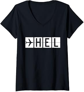 Womens HEL Helsinki Finland Airport V-Neck T-Shirt