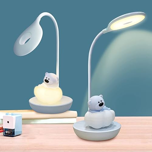 Miniatura 1 de CompraFun Lámpara de escritorio para niños rosa, lámpara de escritorio con atenuación para niñas con aspecto exclusivo de dibujos animados, bonita