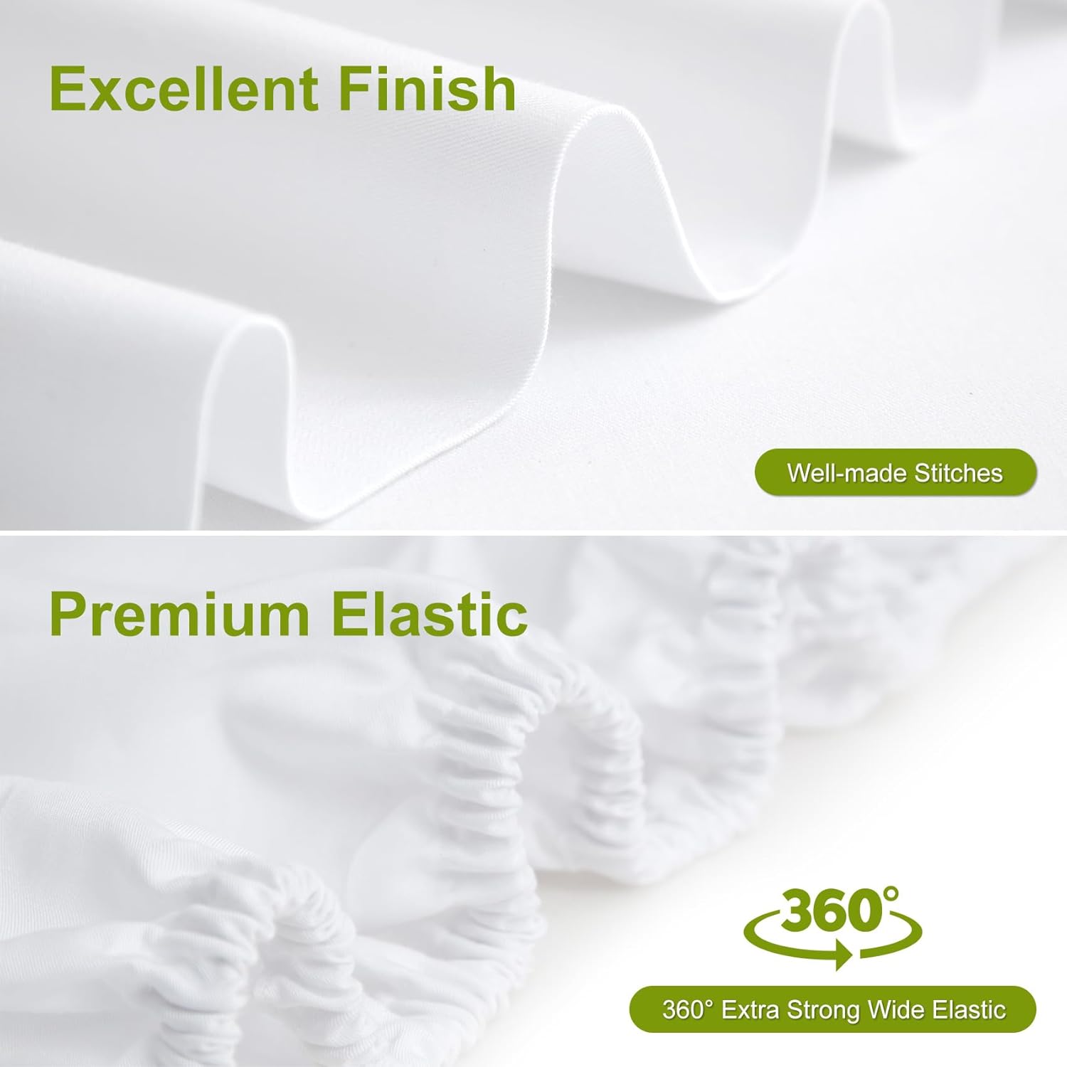 Ivellow Deep Pocket Queen Sheets, Rayon Derived from Bamboo, Extra Deep Pocket up to 18"-24", Hotel Luxury Cooling Sheets for Queen Size Bed, Silky Soft, Smooth, Breathable Bed Sheets White