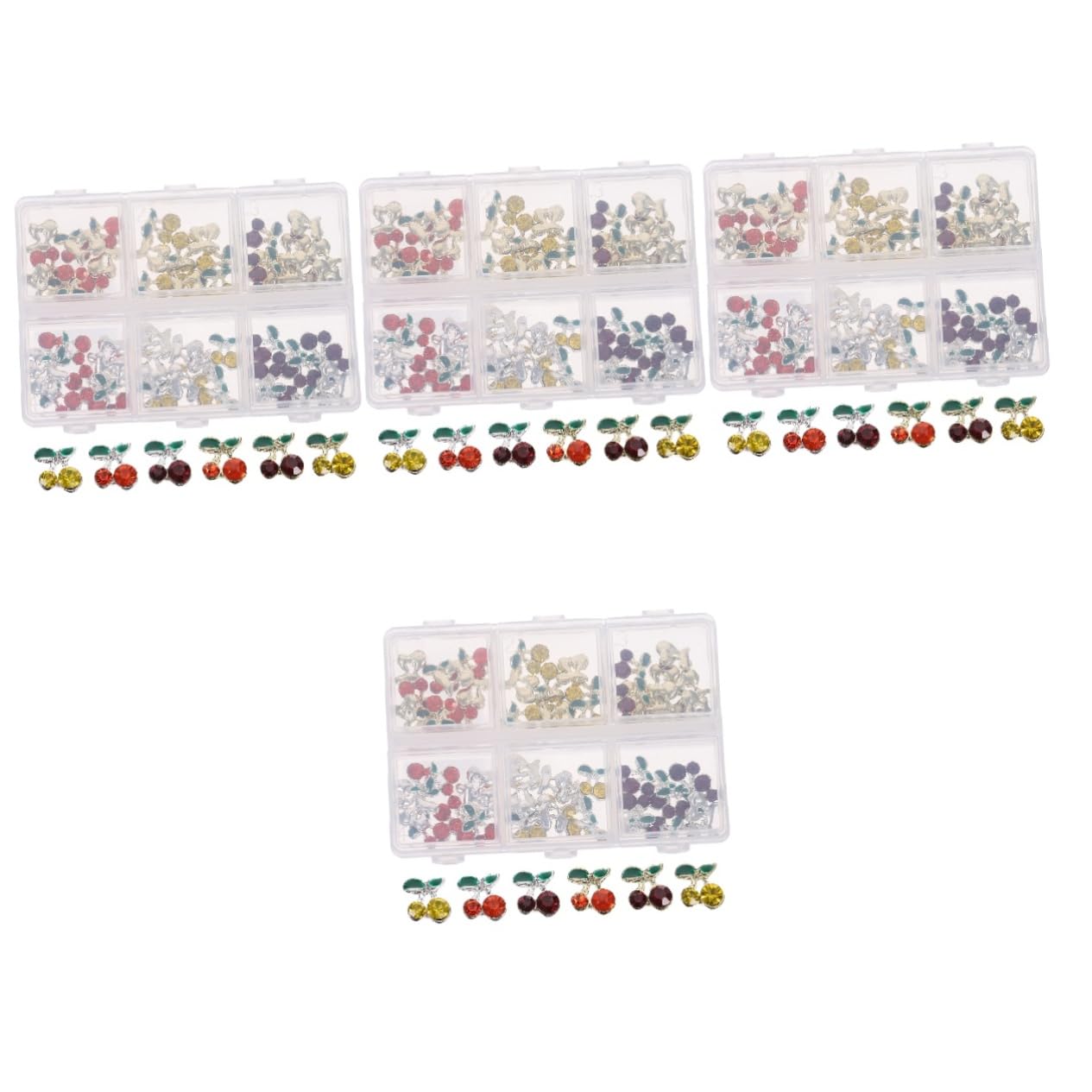 FRCOLOR 240 Piezas accesorios de arte de uñas de diamantes de imitación uñas con brillo uñas gemas joyas pedrería tachuelas de gemas de uñas decoraciones de uñas cereza cristal aretes