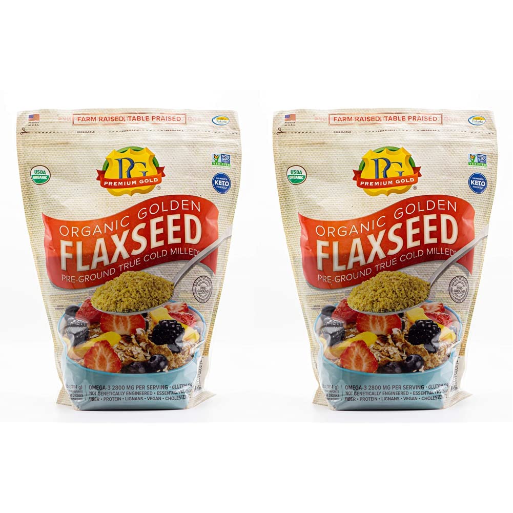 Premium Gold Organic Ground Flax Seed High Fiber Food Omega 3 4 pounds (Pack