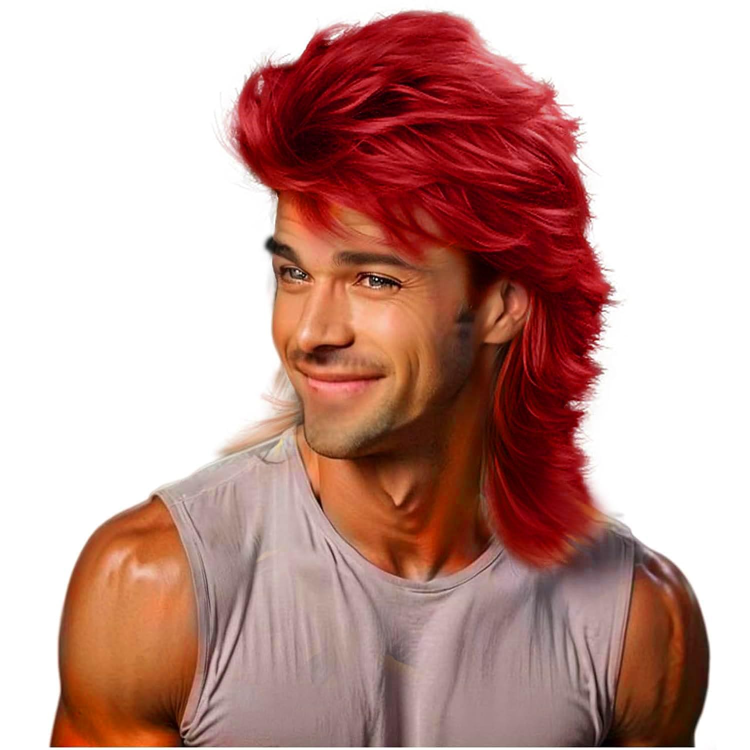 Amazon.com: Sabosi Mullet Wig Red 80s Men Wig,Punk Rocker  display picture 3