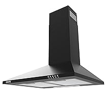 CIARRA Classe A Cappa Aspirante 60cm CAB6201A Nero 370m³, h Cappa da Cucina 3 livelli illuminazione a LED Filtro ai Carboni Attivi Cappa a Parete Piramide Aria di Scarico
