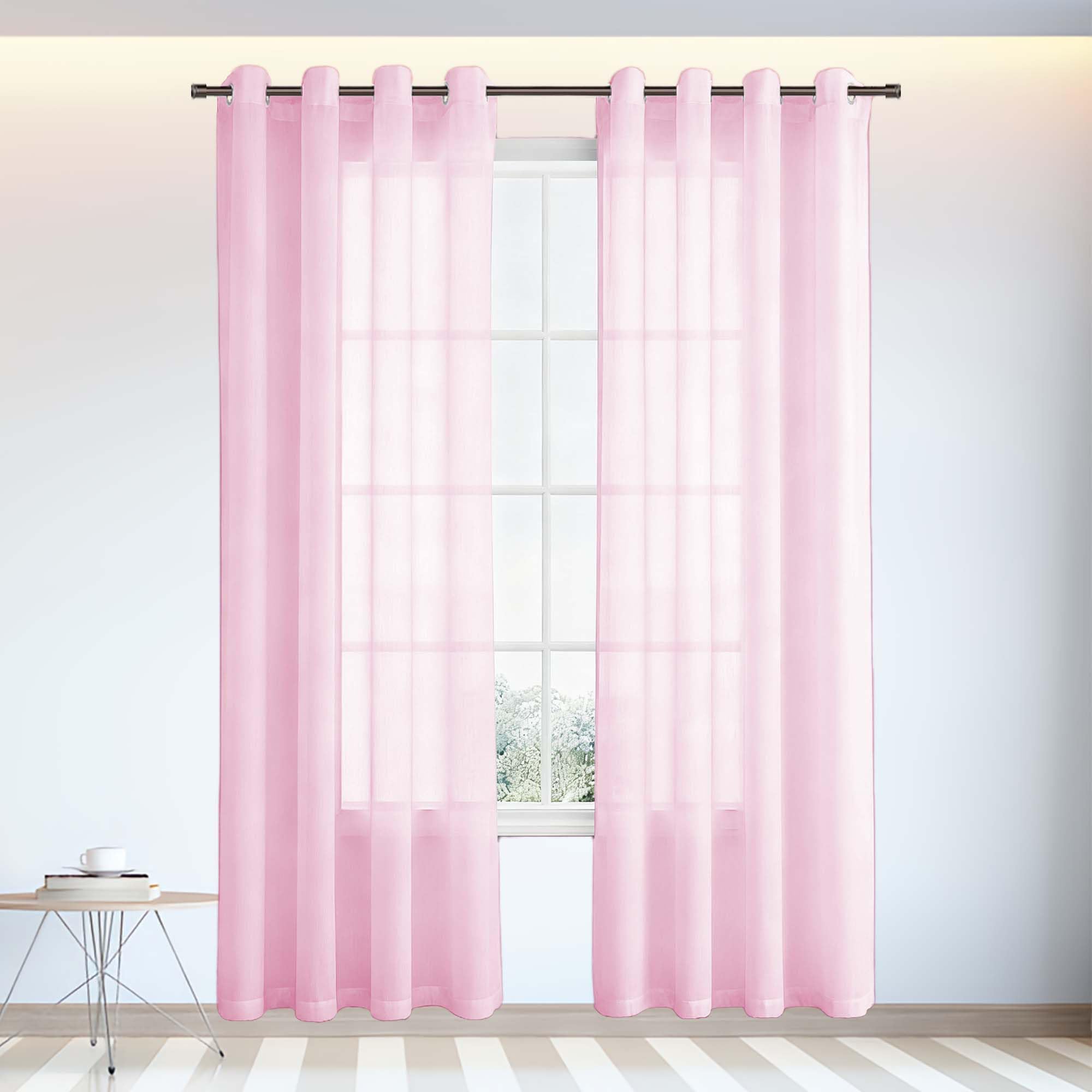 Voilage salon rose 360x205 cm pour tamiser la lumière de la chambre avec style
