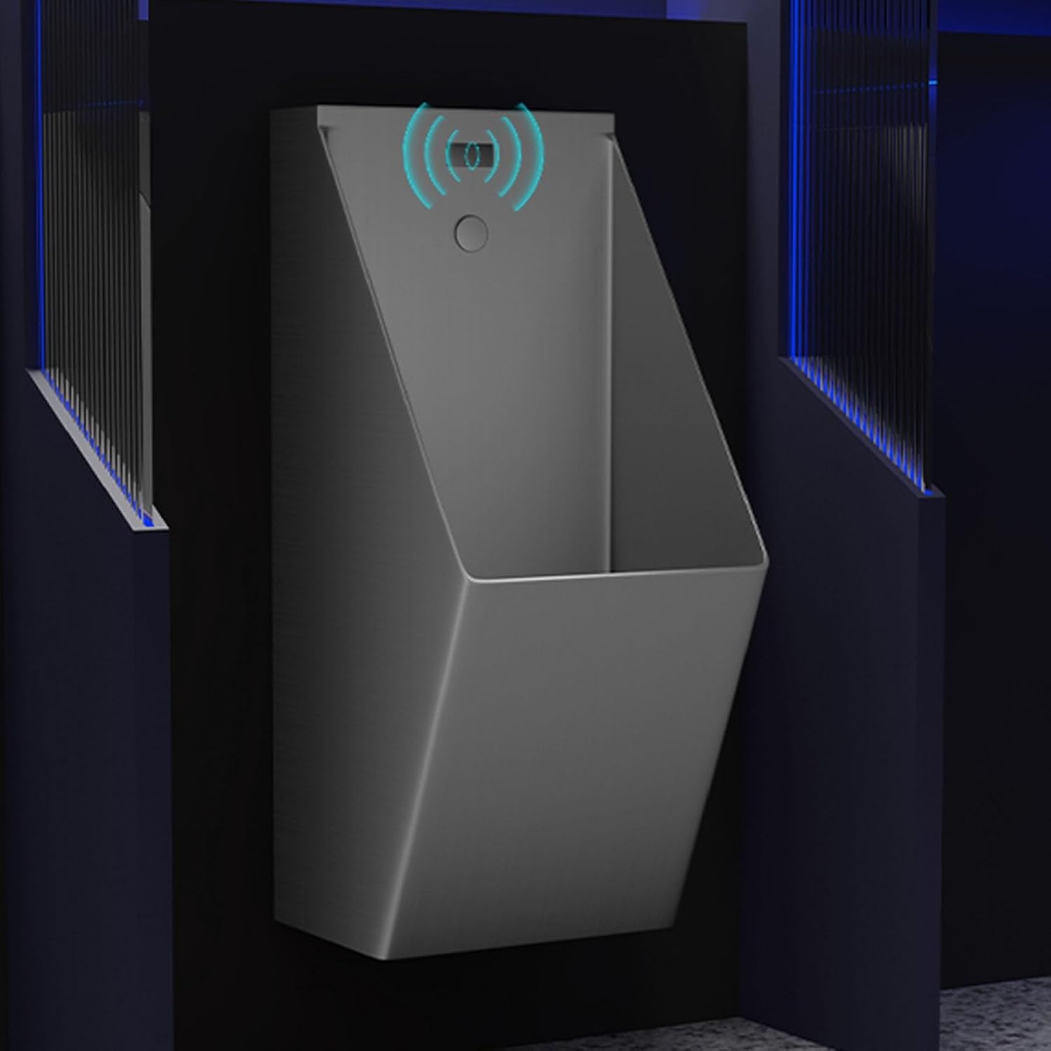 Stainless Steel Wall-Mounted Induction Urinal, High Efficiency Flushing Urinal for Commercial and Residential Use, Ideal for Schools and Public Places,Green,Black