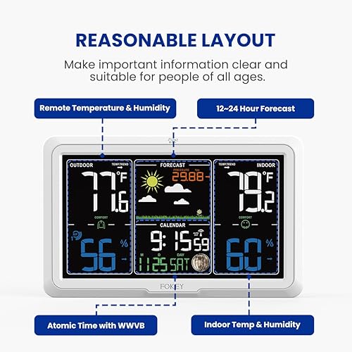 Miniatura 4 de Estación meteorológica inalámbrica para interiores y exteriores, termómetro inalámbrico para interiores y exteriores, estación meteorológica,