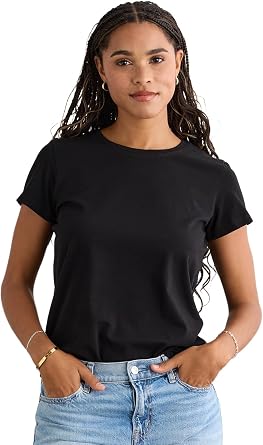 Fair Indigo Womens Organic Pima Cotton Relaxed Short Sleeve Crew Neck T-Shirt
