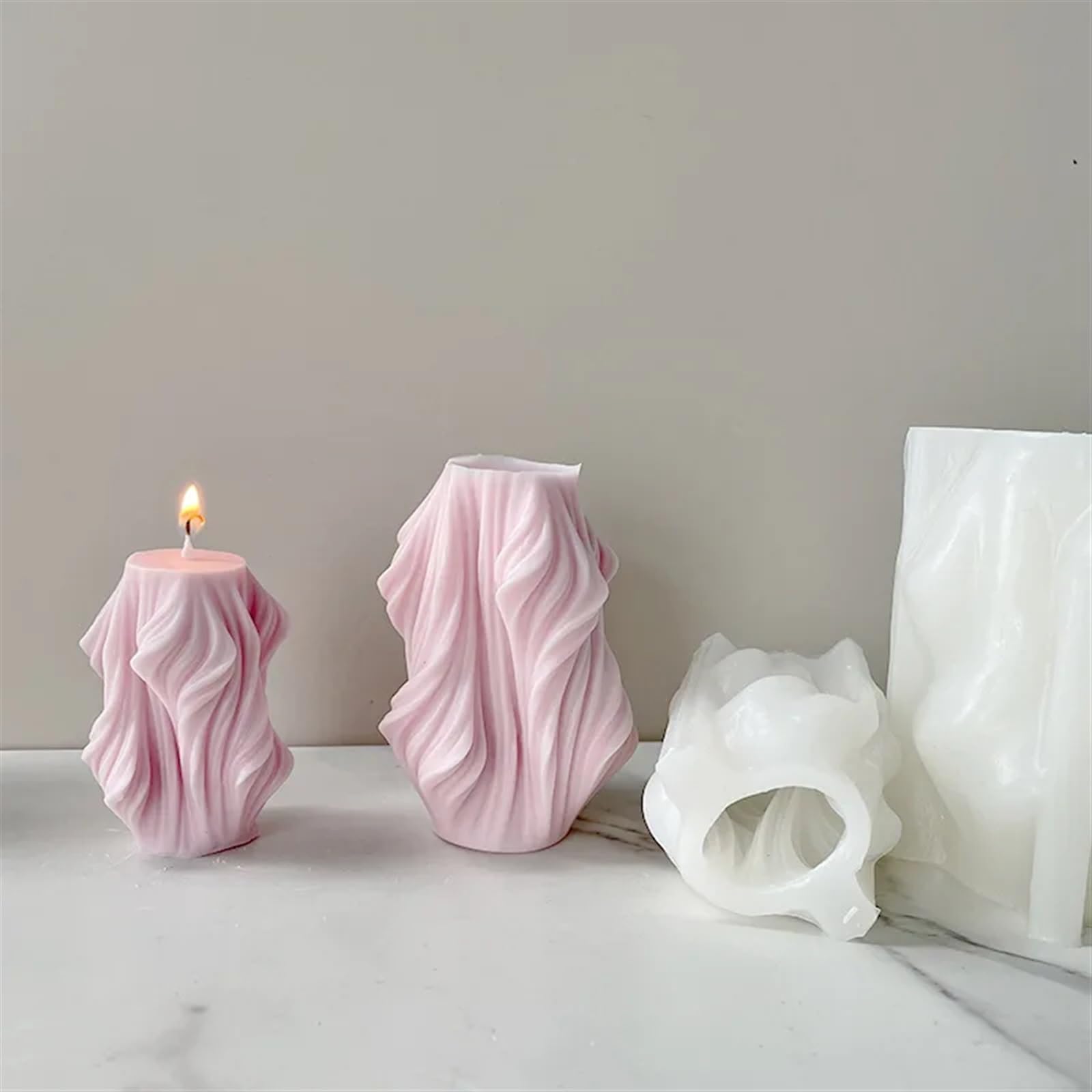Moule à Bougie en Silicone, Forme géométrique irrégulière, Bande rotative, Vague cylindrique, Grande Coquille, Feuille, Moule en Acrylique, Moule à Savon(L)
