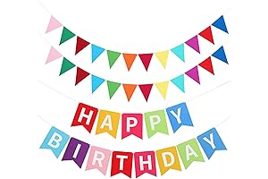 Irenare Happy Birthday Banner Fabric