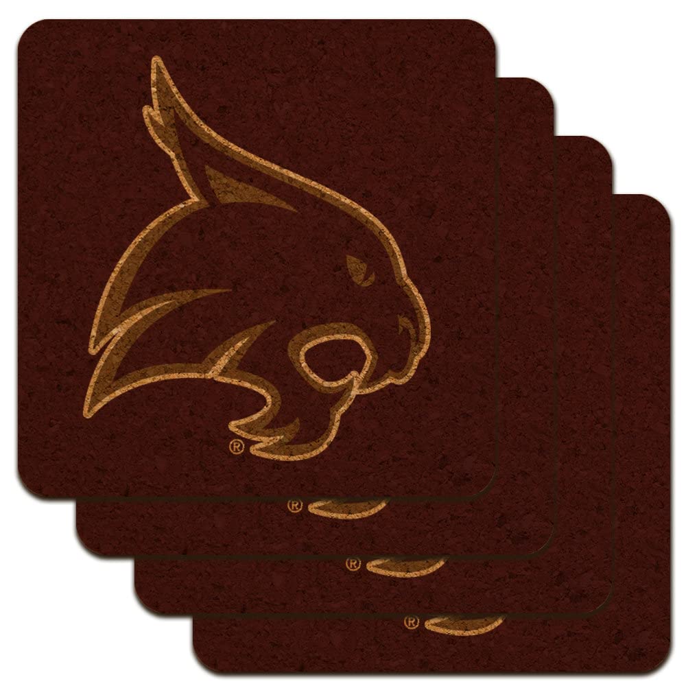 Texas State University Logo Low Profile Novelty Cork Coaster Set