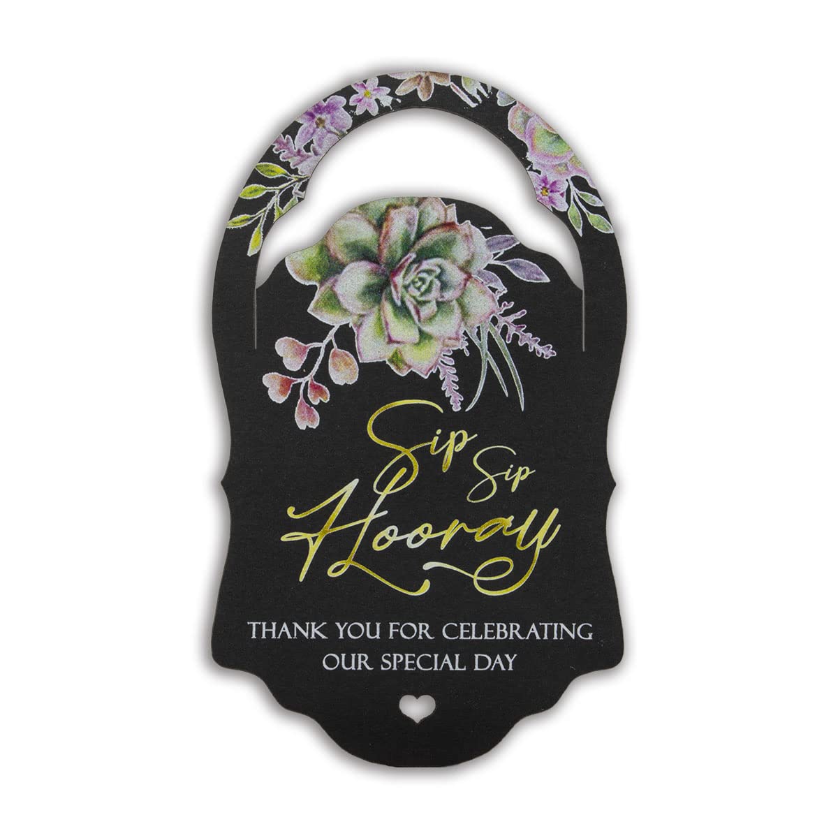 Summer-Ray 50pcs Sip Sip Hooray Mini Liquor Bottle Tags Baby Shower Tags with Succulent (Black)