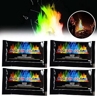 yuandan 4 Pack Mystical Fire Vibrant Colorant Flame, Fire Flame Colorant Packets Vibrant Long Lasting Flame Color Changer for Campfire Bonfire Fireplace Indoor Outdoor Use