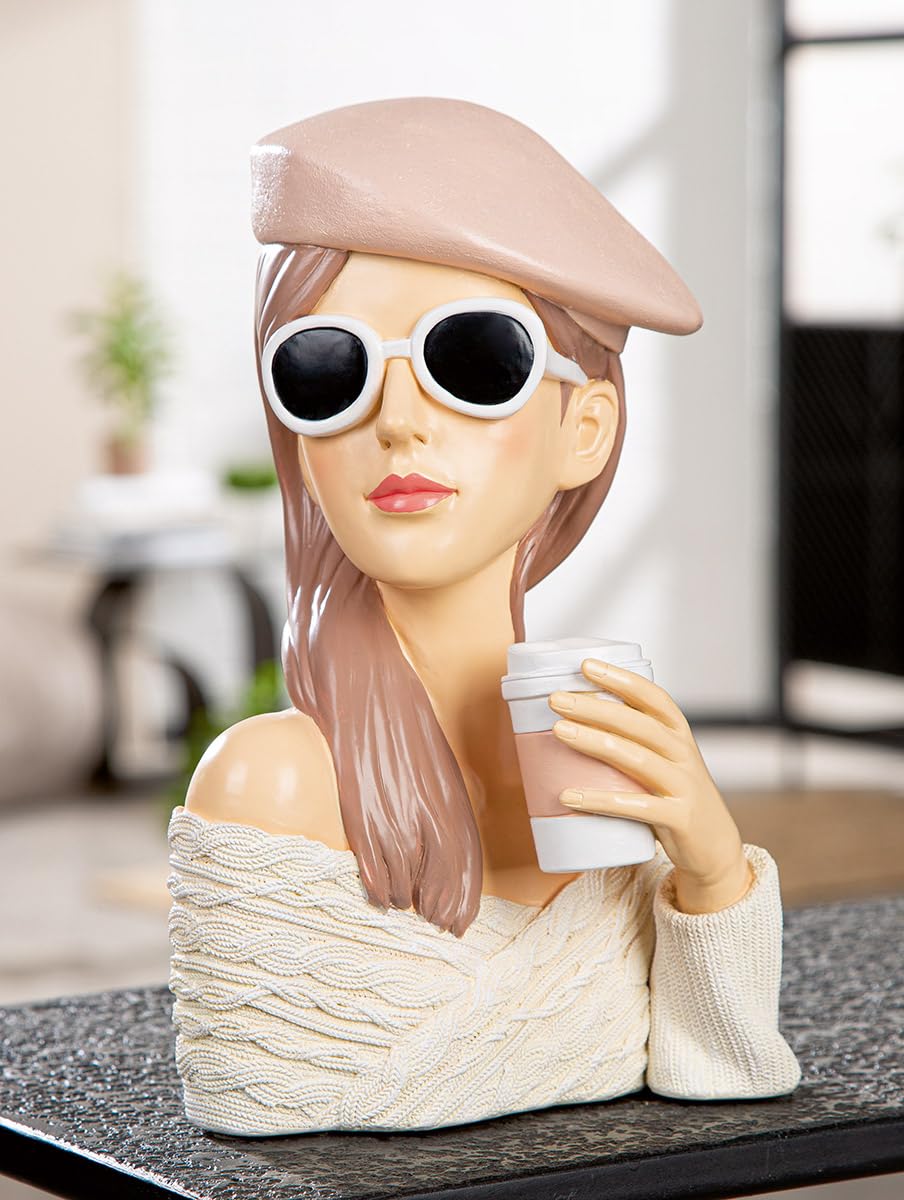 GILDE Lady Adeline White Resin Figurine Textured Finish 28cm High 18cm Wide 13cm Deep Woman