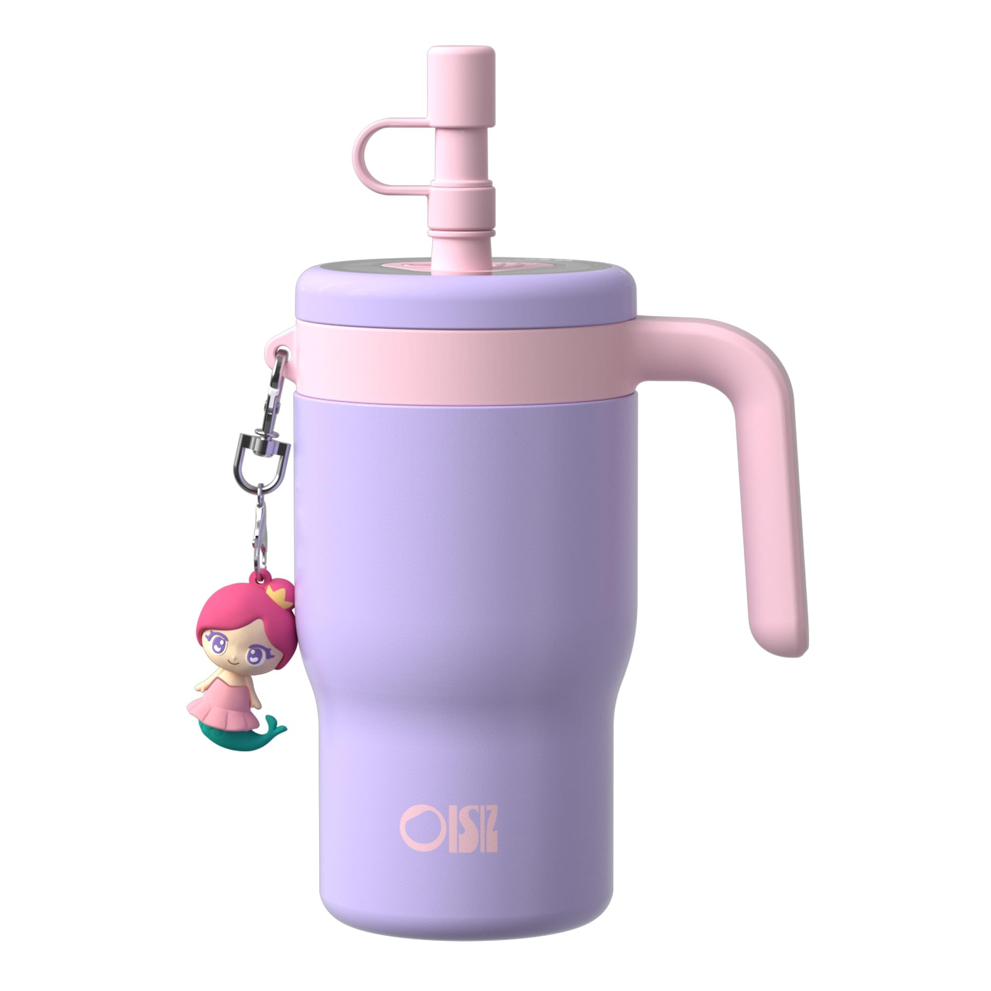 OISIZ 14oz Kids Water Bottles with Straw Handle Insulated Water Bottles for Kids Kids Tumbler with Dust-proof Cover