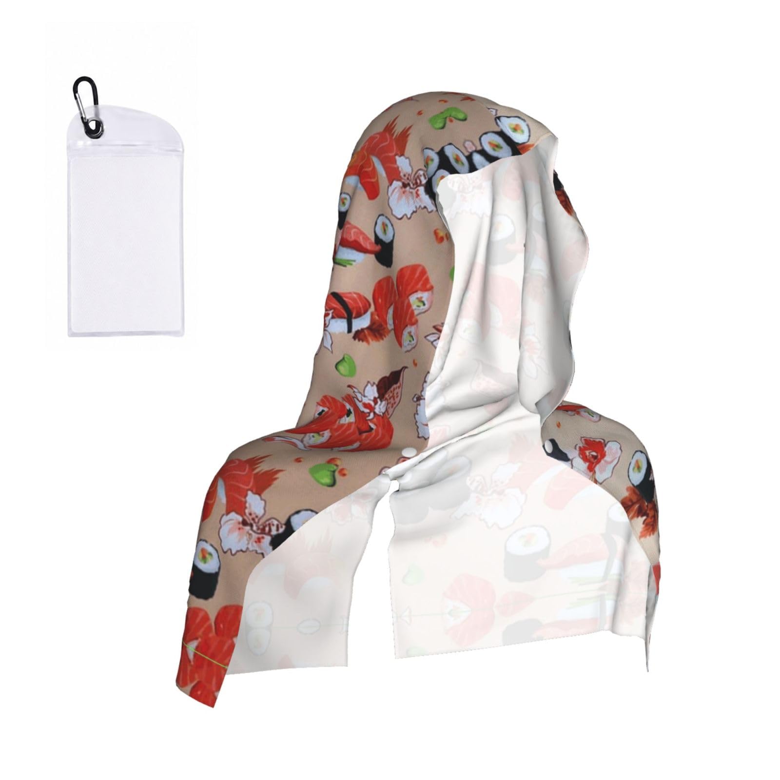 EZDLOWVBA Delicious Sushi Print 2 Pack Cooling Hoodie Towels,Sports Headscarf, Neck Wrap Scarf,Breathable Cooling Towel For Neck And Face, Travel, Swimming, Training