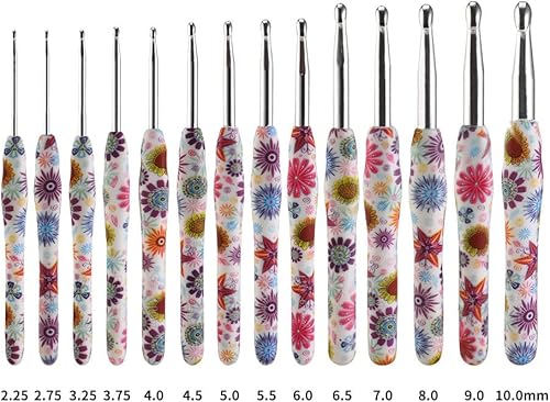 Miniatura 6 de Gancho de ganchillo de 0.217in, mango ergonómico para manos artríticas, agarre de goma suave, agujas de tejer extralargas para principiantes e hilo