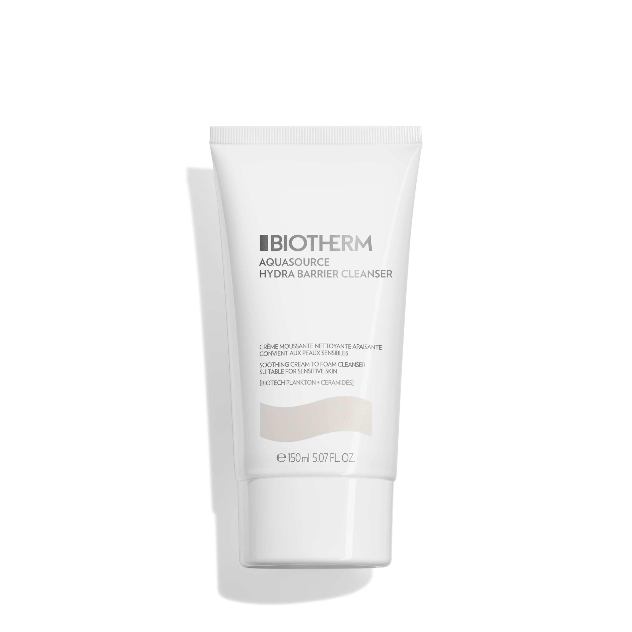 BiothermAquasource Hydra Barrier Cleanser, Cream-to-Foam Facial Cleanser for Women, with Biotech Plankton, Organic Ceramides and Vitamin