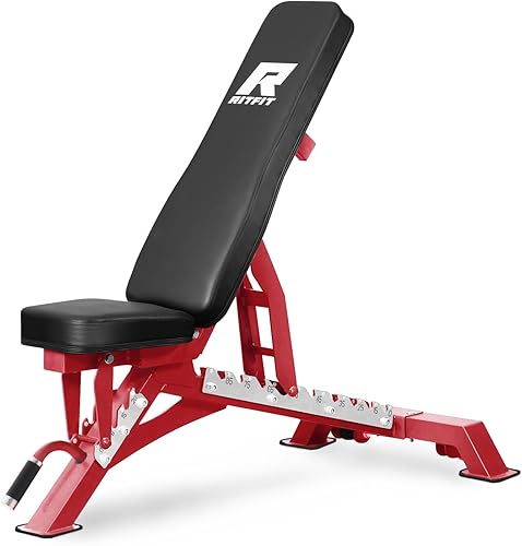 Miniatura 9 de RITFIT Adjustable Weight Bench with Multiple Back Positions for Full Body Workouts, Incline, Decline, and Flat Settings for Home Gym Strength Negro
