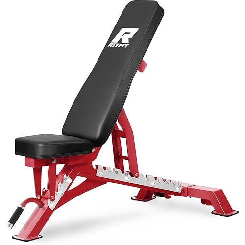 RITFIT Adjustable Weight Bench with Multiple Back Positions for Full Body Workouts, Incline, Decline, and Flat Settings for Home Gym Strength Training, 1300LB Capacity