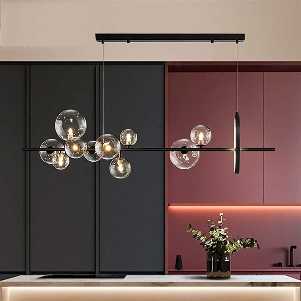 HYJAUSXB Indoor Led Ceiling Pendant, Clear Glass Globe Linear Pendant Light Fixture Decorative Hanging Lamp Chandelier Lighting,Foyer
