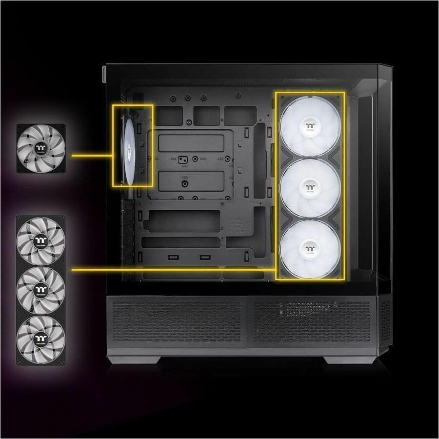 Image of Thermaltake View 370 TG ARGB Mid Tower; 1x360mm & 1x120 ARGB PWM Fans Included; 360mm Rad Support; 420mm GPU Clearance; Hidden Connector Support (ATX /mATX); Vertical GPU Support;Black;CA-11N-00M1WN-00