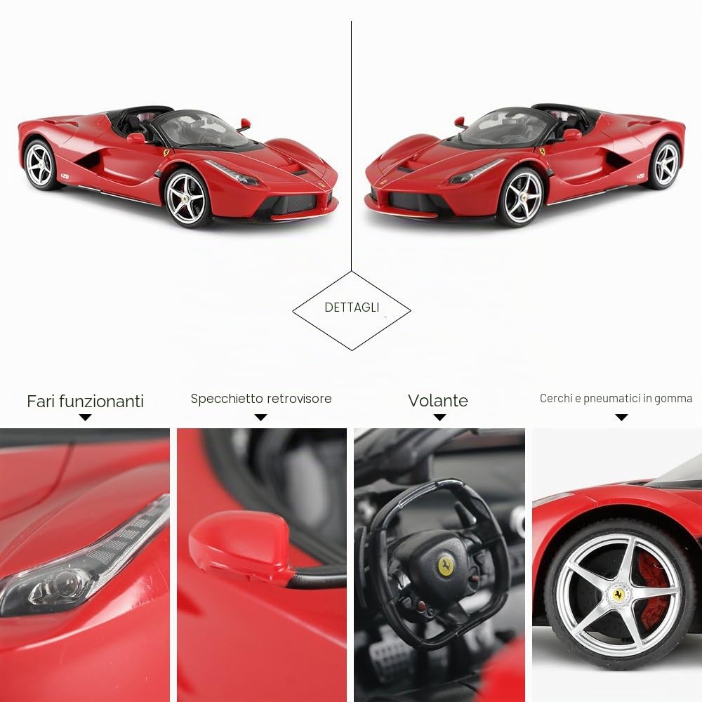 RASTAR - Auto radiocomandata da drifting, modello Ferrari LaFerrari Aperta, in scala 1:14, cabriolet, portiere apribili, luci funzionanti