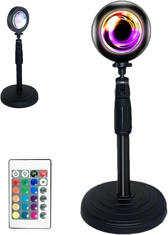 Sunset Lamp, Led Light Projector, Dimmable Glow, Multicolor Rotating Lantern, 360  Adjustable Warm Tones Ideal for Live Streaming and Selfies, 10.24x4.45x4.45 in