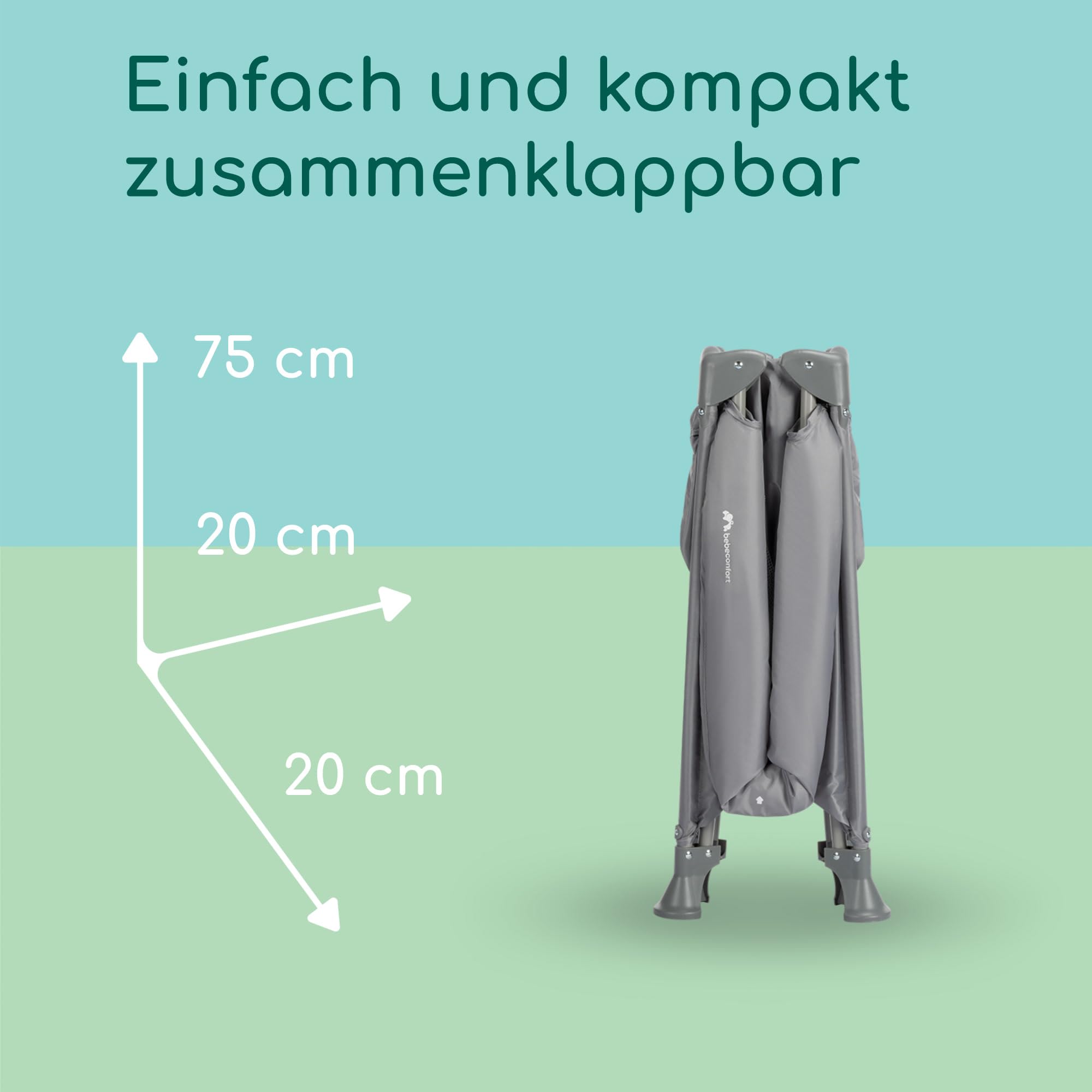Bebeconfort Sweet Dreams, Baby Reisebett, 0–3 Jahre (0–15 kg), Reisebett leicht für Babys, Große gepolsterte Matratze, Seitenfenster, Einfach Kompakt Klappbar, Mit Reisetasche, Mineral Grey