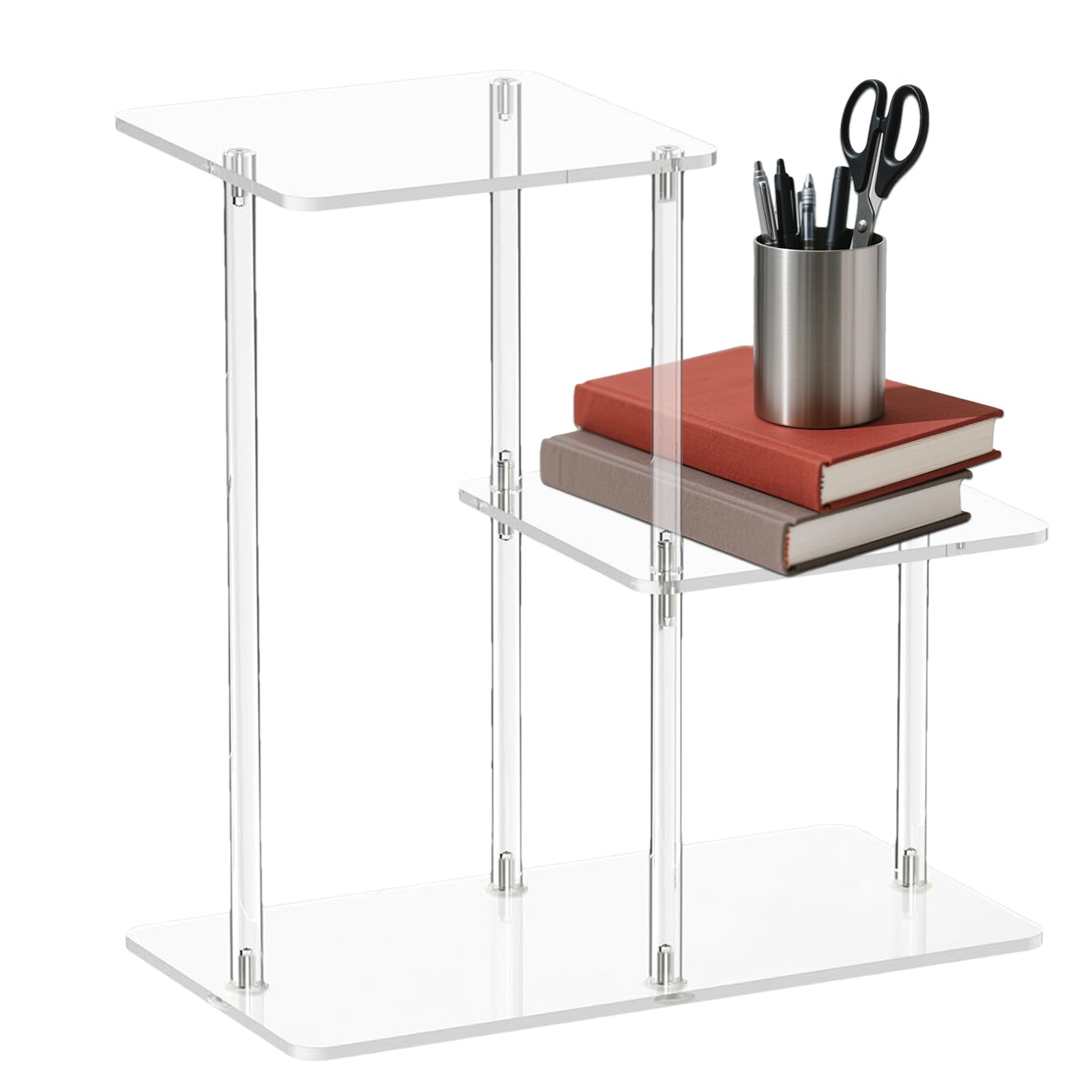Table de chevet en acrylique transparente et moderne support d'affichage avec étagères