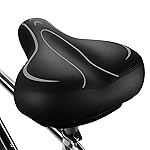 Xmifer Oversized Bike Seat, Comfortable Bike Seat - Universal Replacement Bicycle Saddle - Waterproof Leather Bicycle Seat with Extra Padded Memory Foam - Bicycle Seat for Men/Women (Gray)