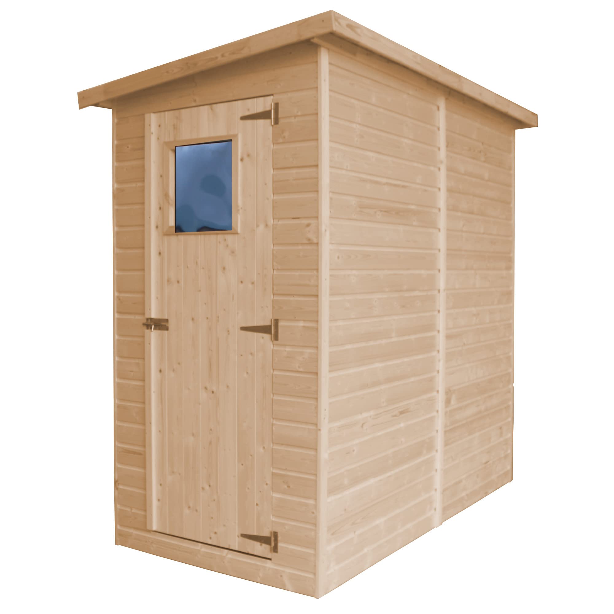 TIMBELA Schronisko narzędziowe z naturalnego drewna - do przechowywania na zewnątrz z oknami H203x123x223 cm/2,1 m² Naturalny drewniany szopa - warsztat do przechowywania narzędzi M348A