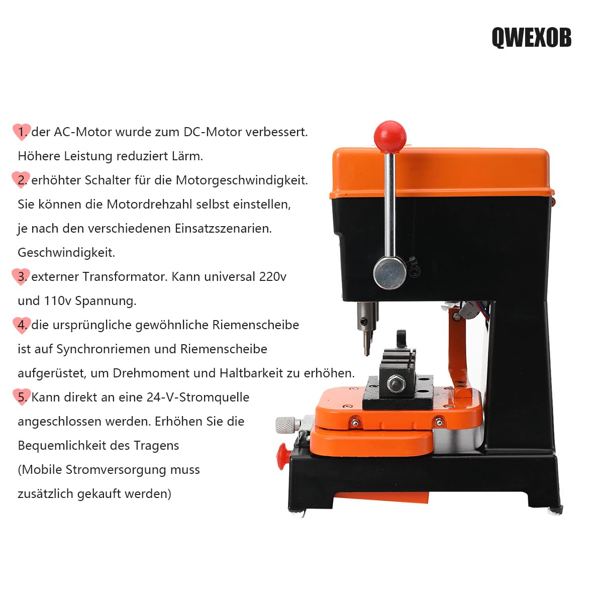 Schlüsselkopiermaschine, 100W AC24V DC110V-220V Professionelle Universal Schlüsselfräsmaschine Säulenbohrmaschine, Schlüsselfräse Schlüsselvervielfältiger Schlosser Werkzeug, 8000 r/min