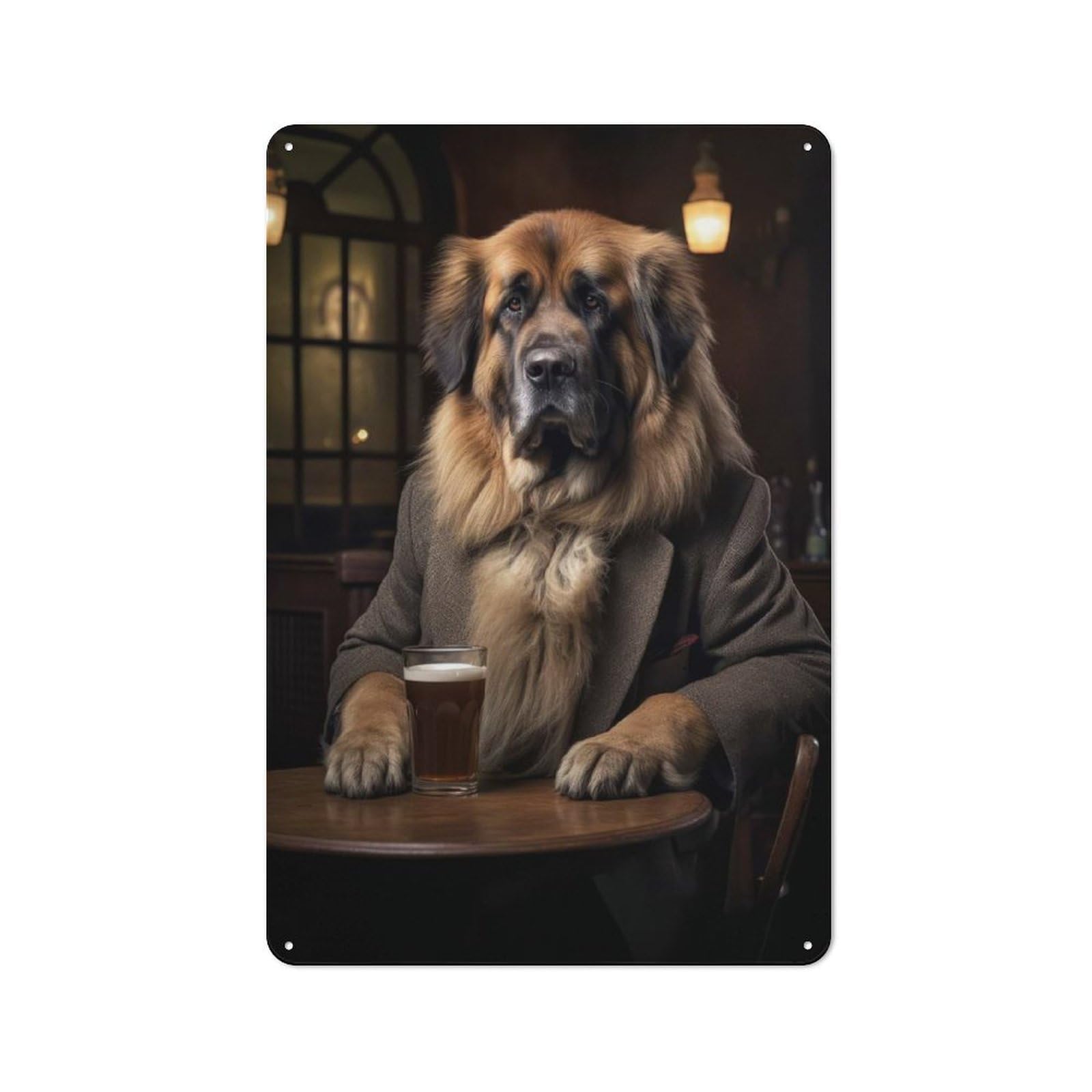 Junmoney Leonberger Dog In The For Café Or Restaurant, Vintage Metal Sign 30X20cm, For Vintage Wall Decor Fans, For Cafés, Pubs And Restaurants